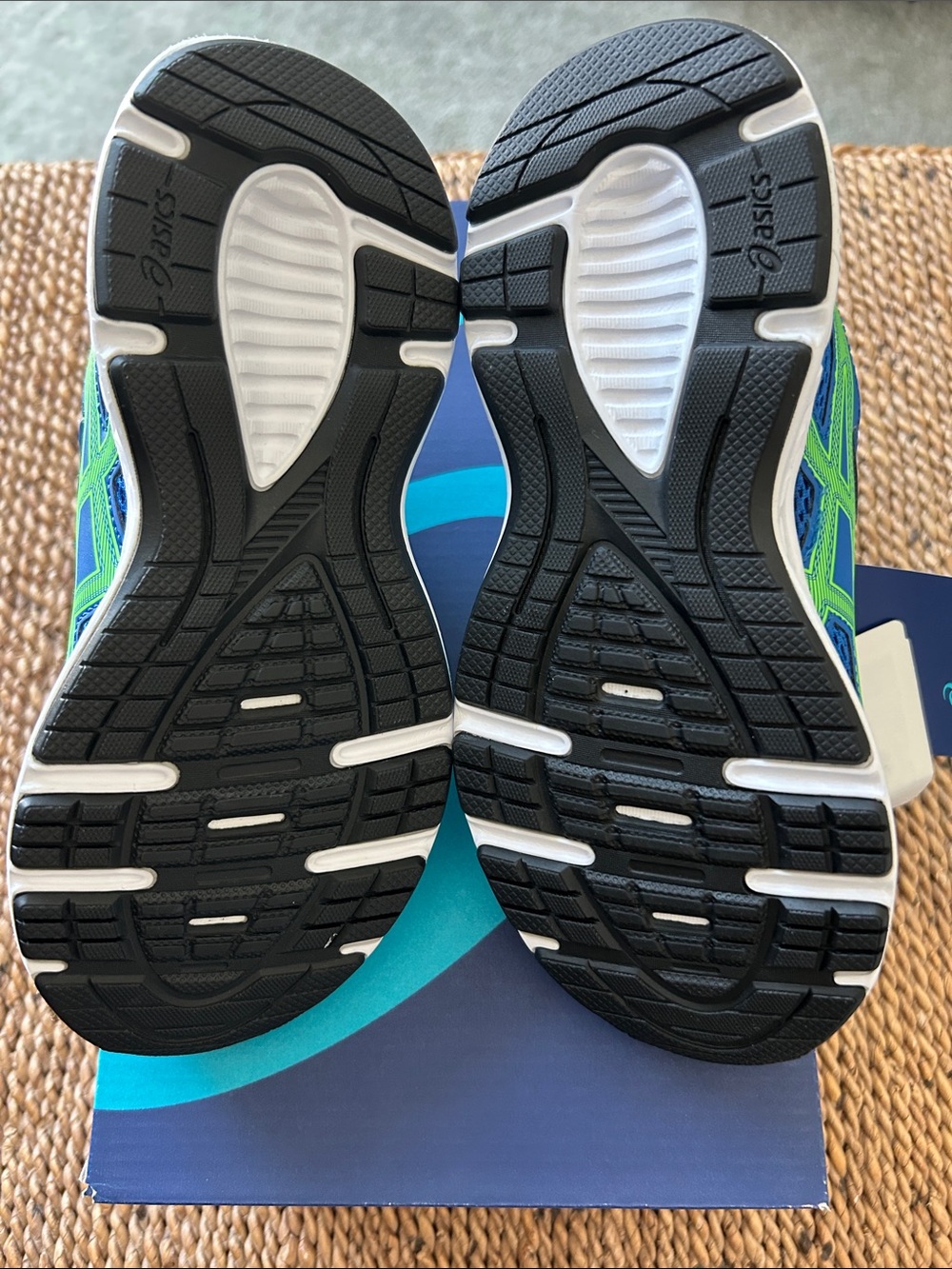 Asics Jolt 2 PS Navy Blue & Bright Green Kids Velcro Athletic Sneakers - Picture 5 of 7